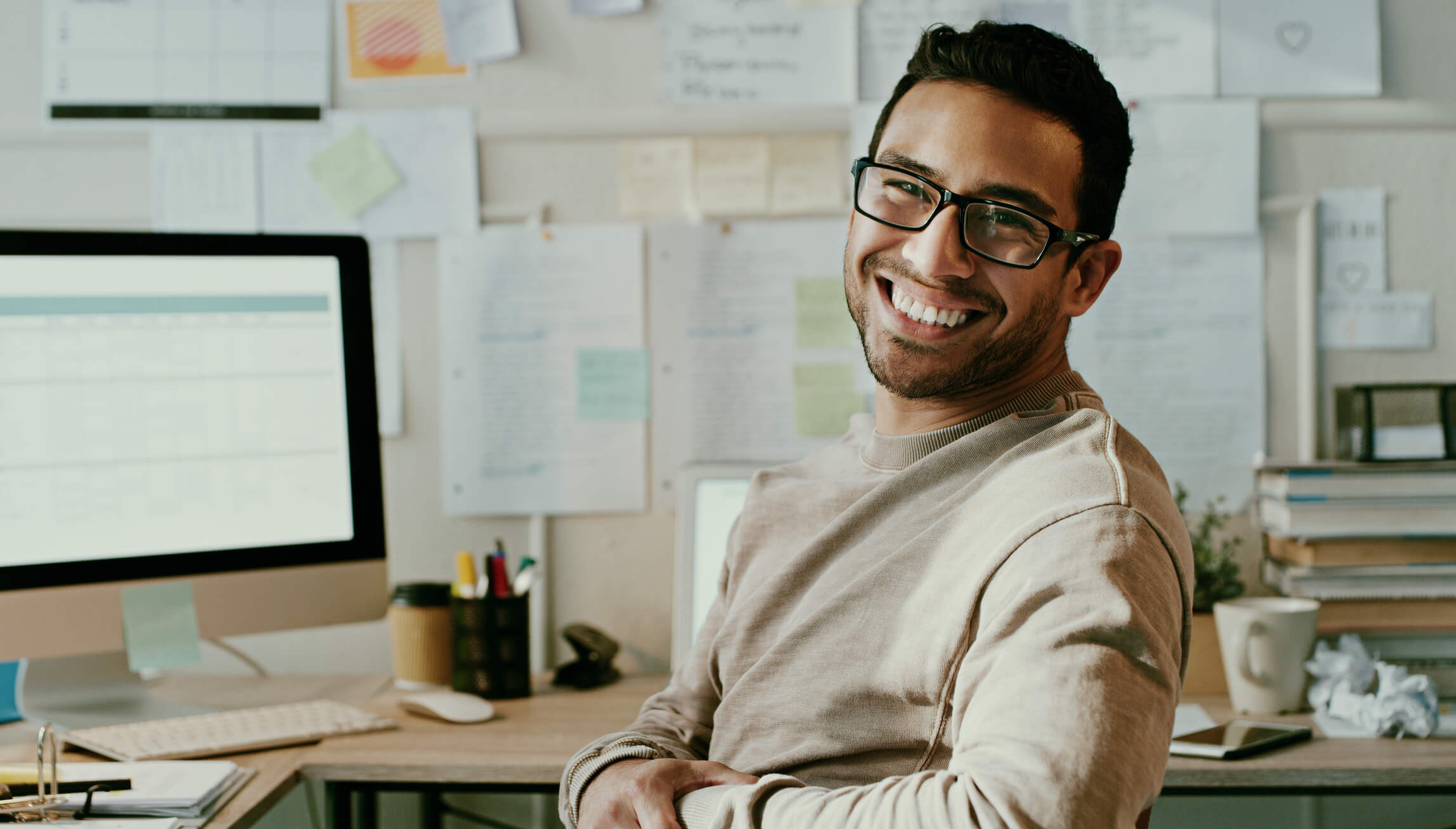 man-smiling-working-from-home